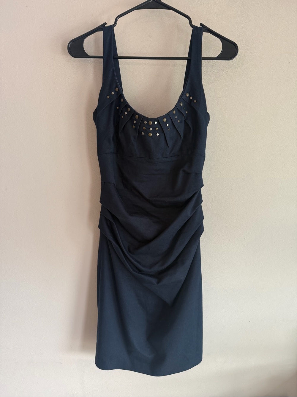 Boston Proper Navy Blue Studded Ruched Sheath Cocktail Dress Size 2